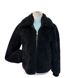 J. Crew Womens Black  Cropped Teddy Jacket Size Small